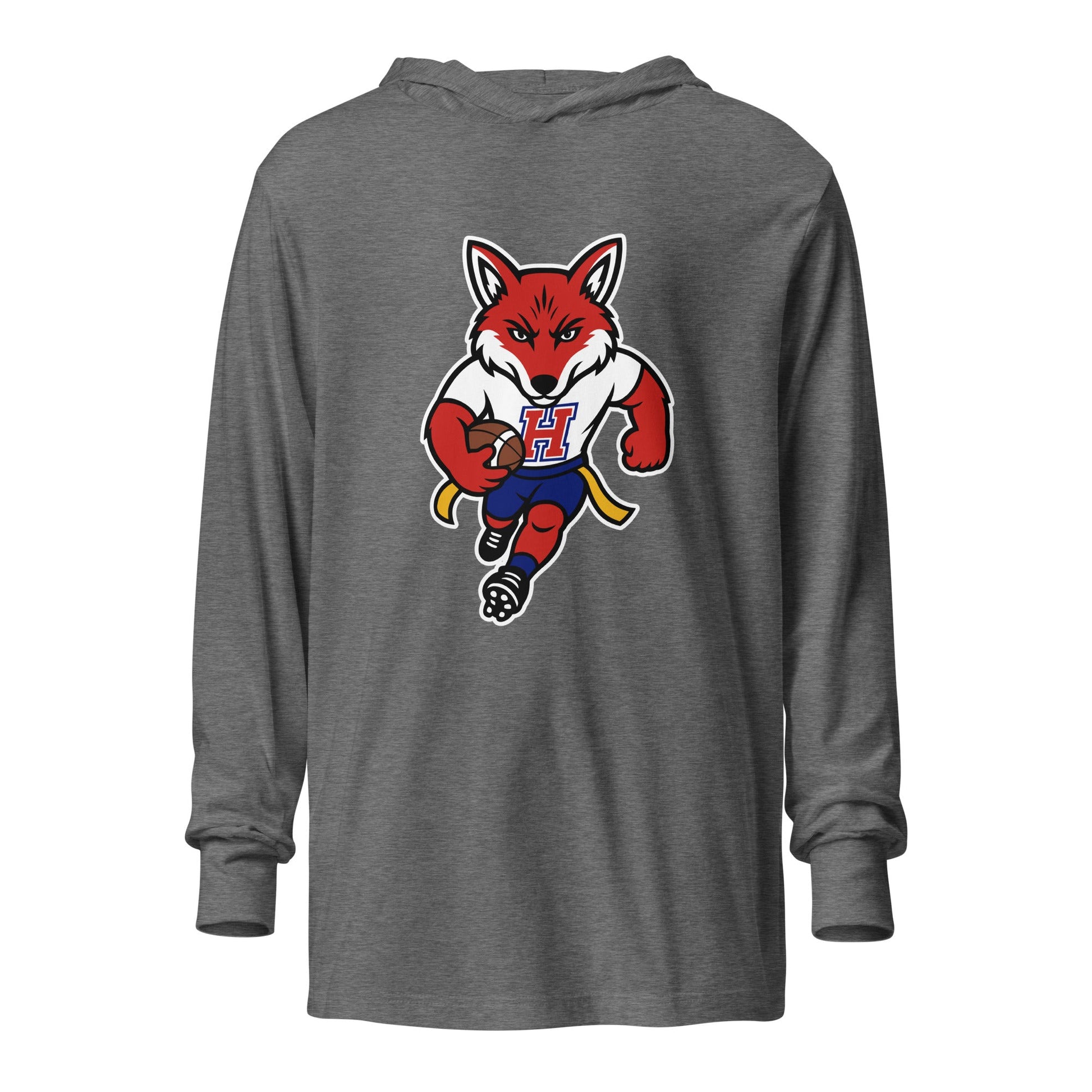 Performance | Hooded Long Sleeve T Shirt | Hornell Flag Football | Mascot Logo