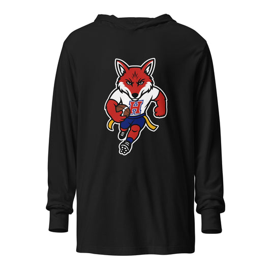 Performance | Hooded Long Sleeve T Shirt | Hornell Flag Football | Mascot Logo