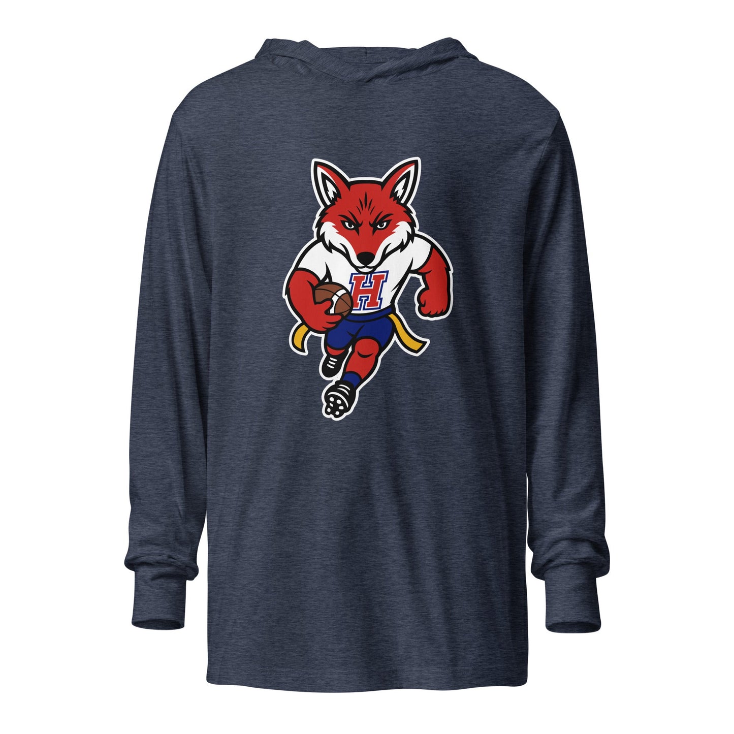 Performance | Hooded Long Sleeve T Shirt | Hornell Flag Football | Mascot Logo