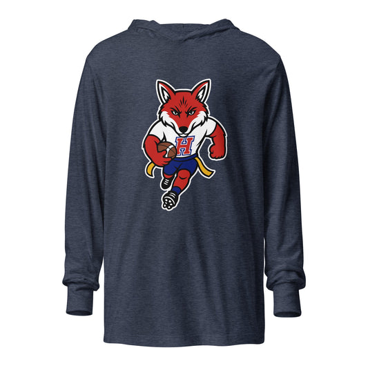 Performance | Hooded Long Sleeve T Shirt | Hornell Flag Football | Mascot Logo