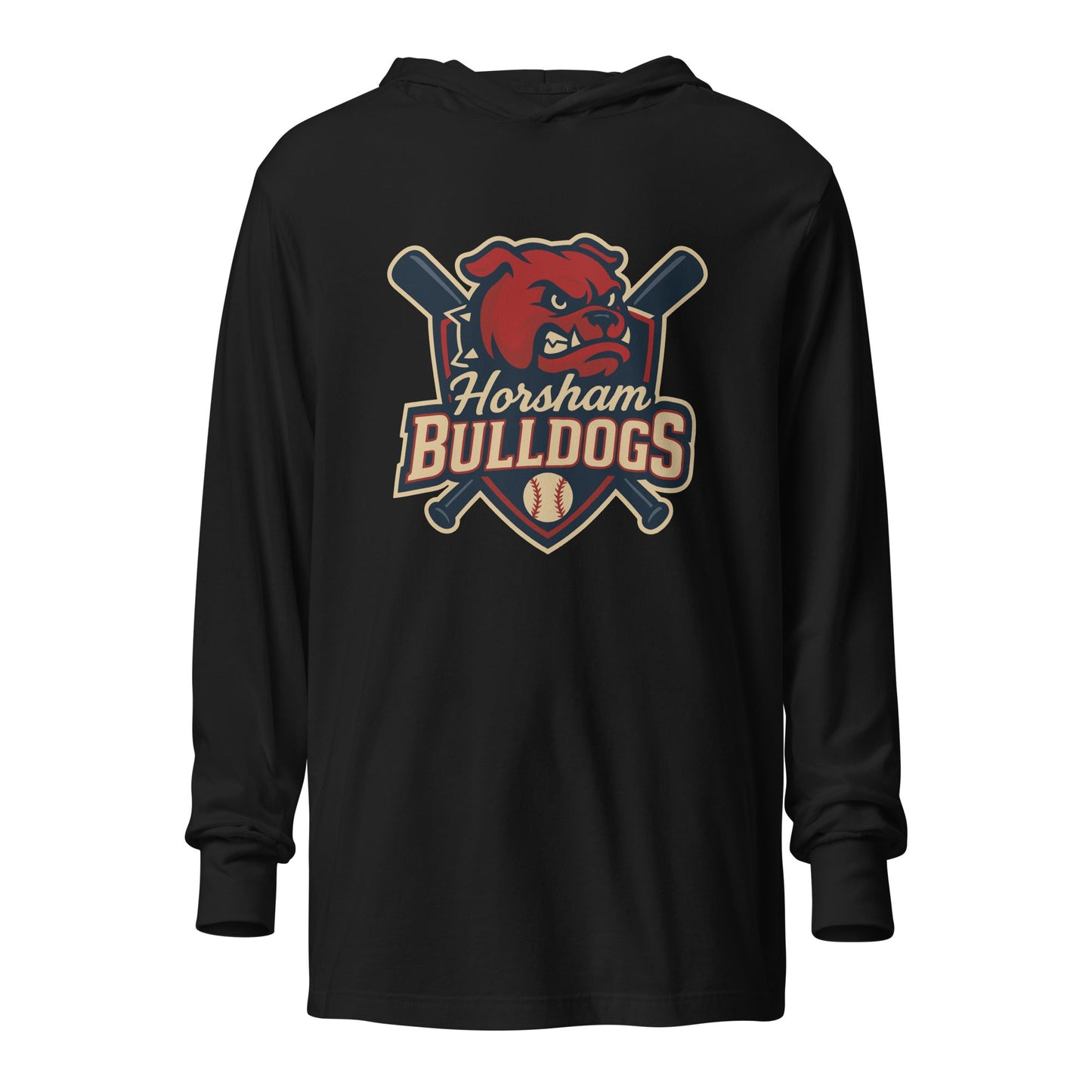 Performance | Hooded Long Sleeve T Shirt | Horsham Travel Baseball | Bulldogs Logo