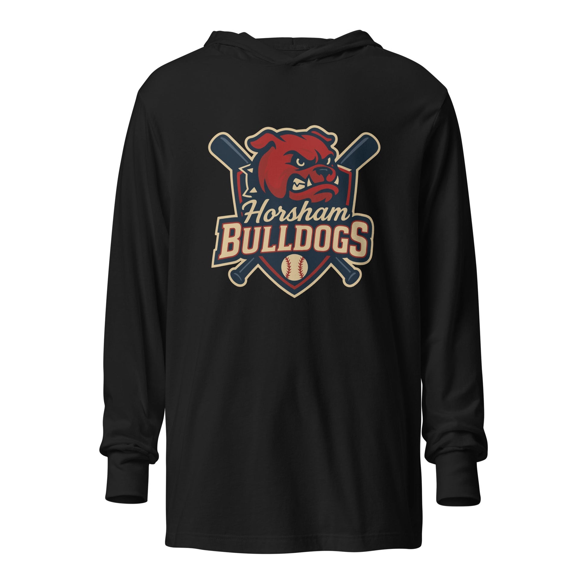Performance | Hooded Long Sleeve T Shirt | Horsham Travel Baseball | Bulldogs Logo