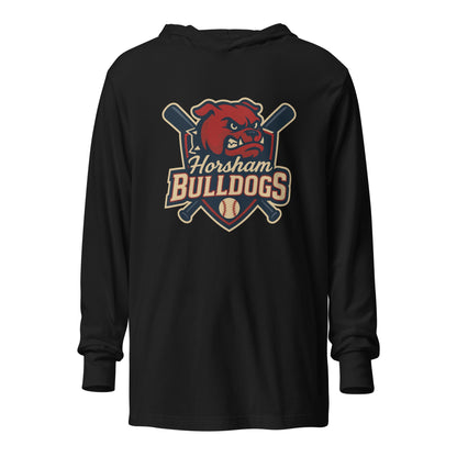Performance | Hooded Long Sleeve T Shirt | Horsham Travel Baseball | Bulldogs Logo