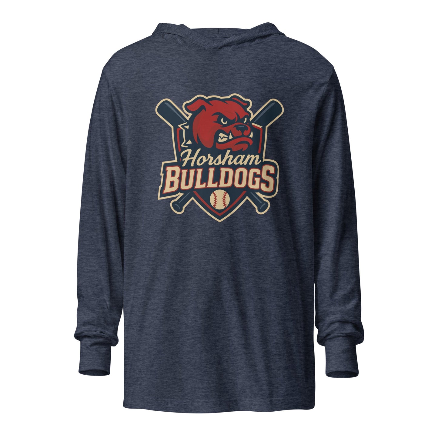 Performance | Hooded Long Sleeve T Shirt | Horsham Travel Baseball | Bulldogs Logo