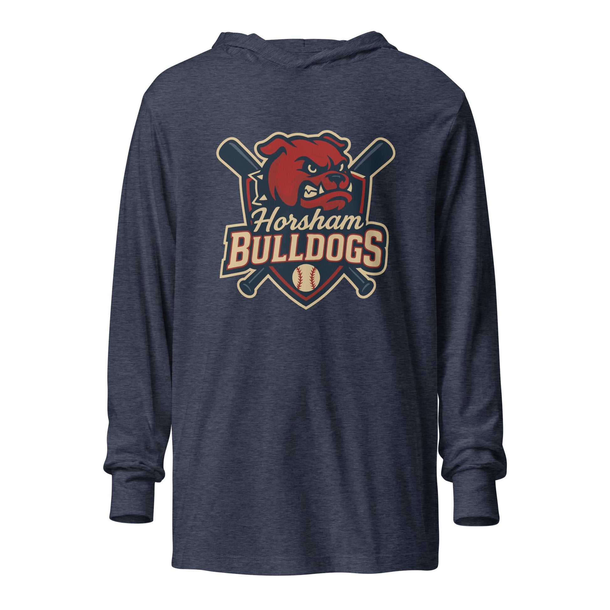 Performance | Hooded Long Sleeve T Shirt | Horsham Travel Baseball | Bulldogs Logo