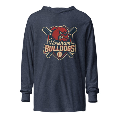 Performance | Hooded Long Sleeve T Shirt | Horsham Travel Baseball | Bulldogs Logo