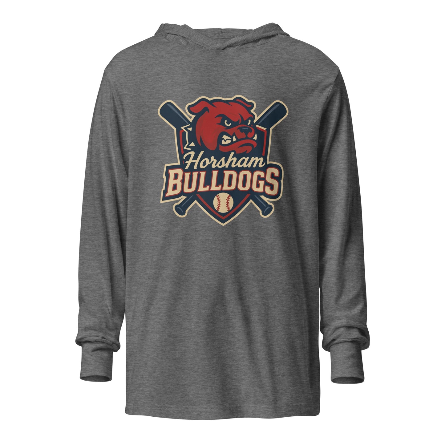 Performance | Hooded Long Sleeve T Shirt | Horsham Travel Baseball | Bulldogs Logo