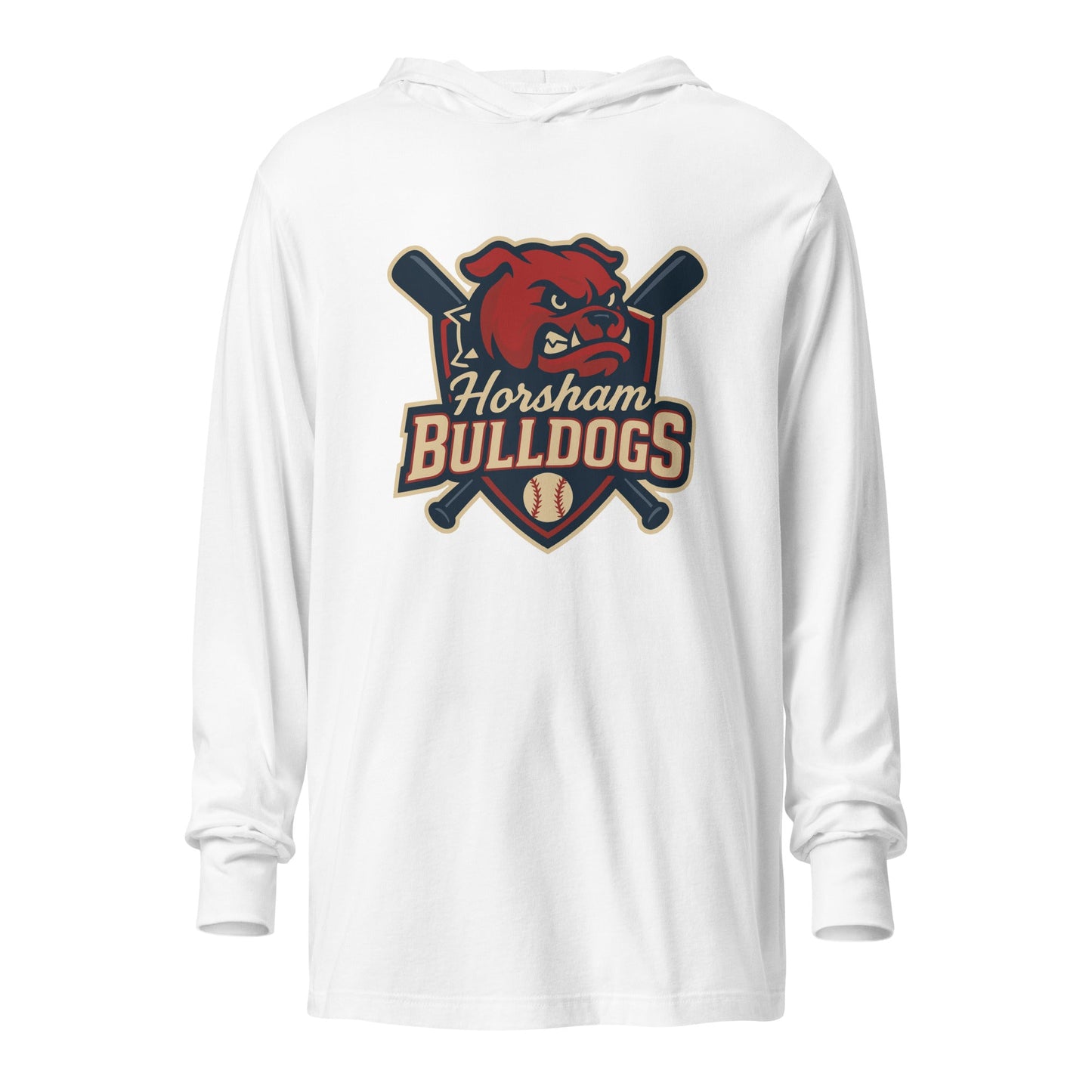 Performance | Hooded Long Sleeve T Shirt | Horsham Travel Baseball | Bulldogs Logo