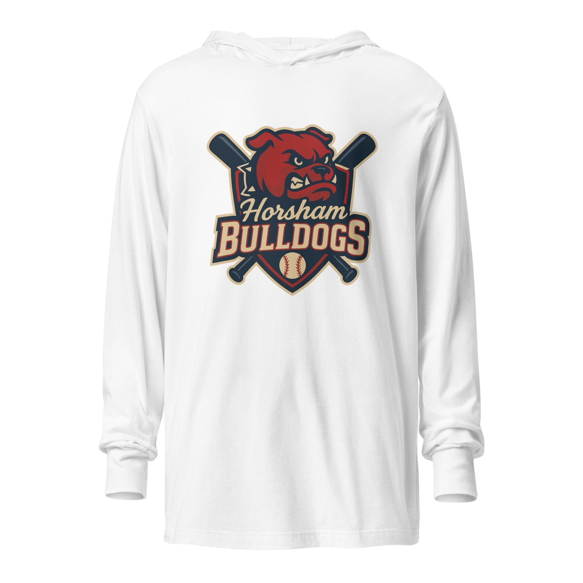 Performance | Hooded Long Sleeve T Shirt | Horsham Travel Baseball | Bulldogs Logo
