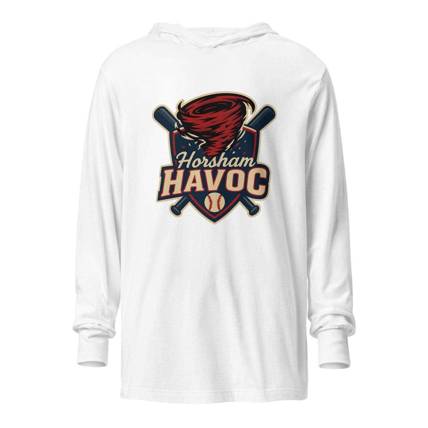 Performance | Hooded Long Sleeve T Shirt | Horsham Travel Baseball | Havoc Logo