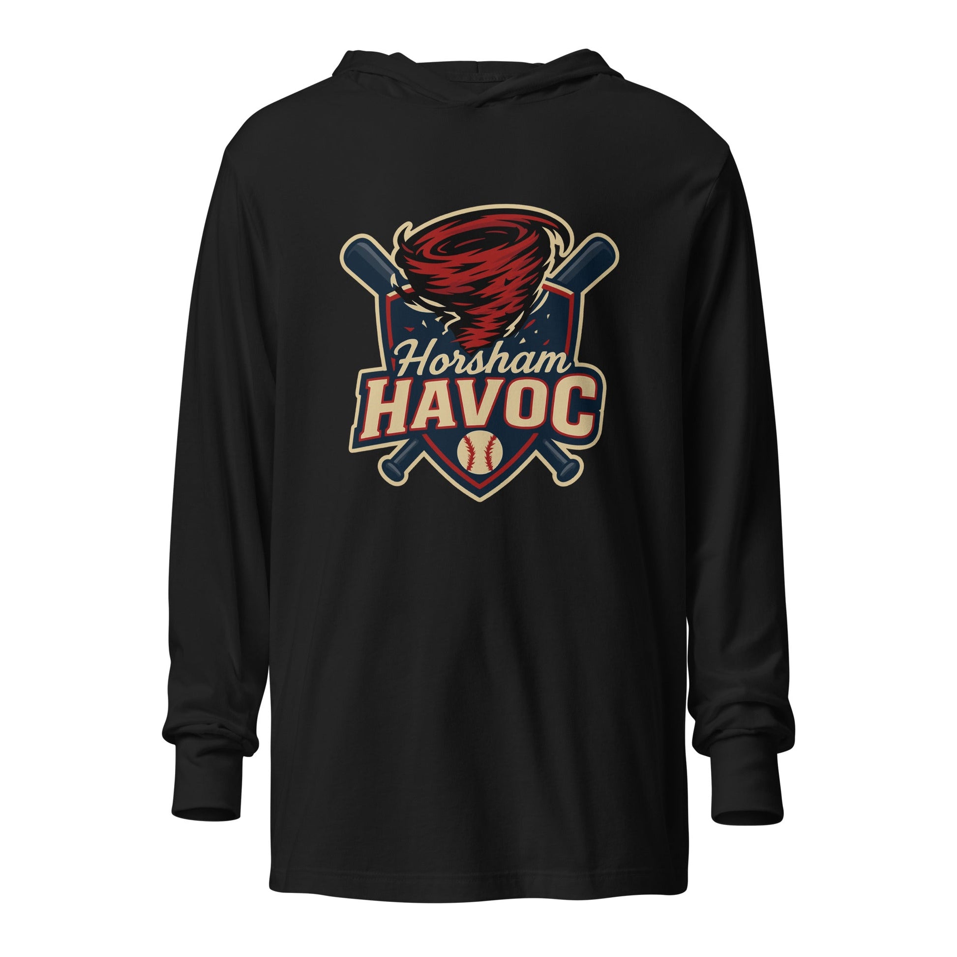 Performance | Hooded Long Sleeve T Shirt | Horsham Travel Baseball | Havoc Logo