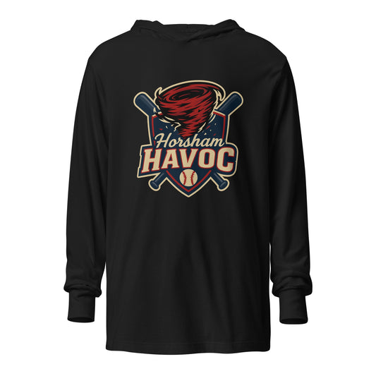 Performance | Hooded Long Sleeve T Shirt | Horsham Travel Baseball | Havoc Logo