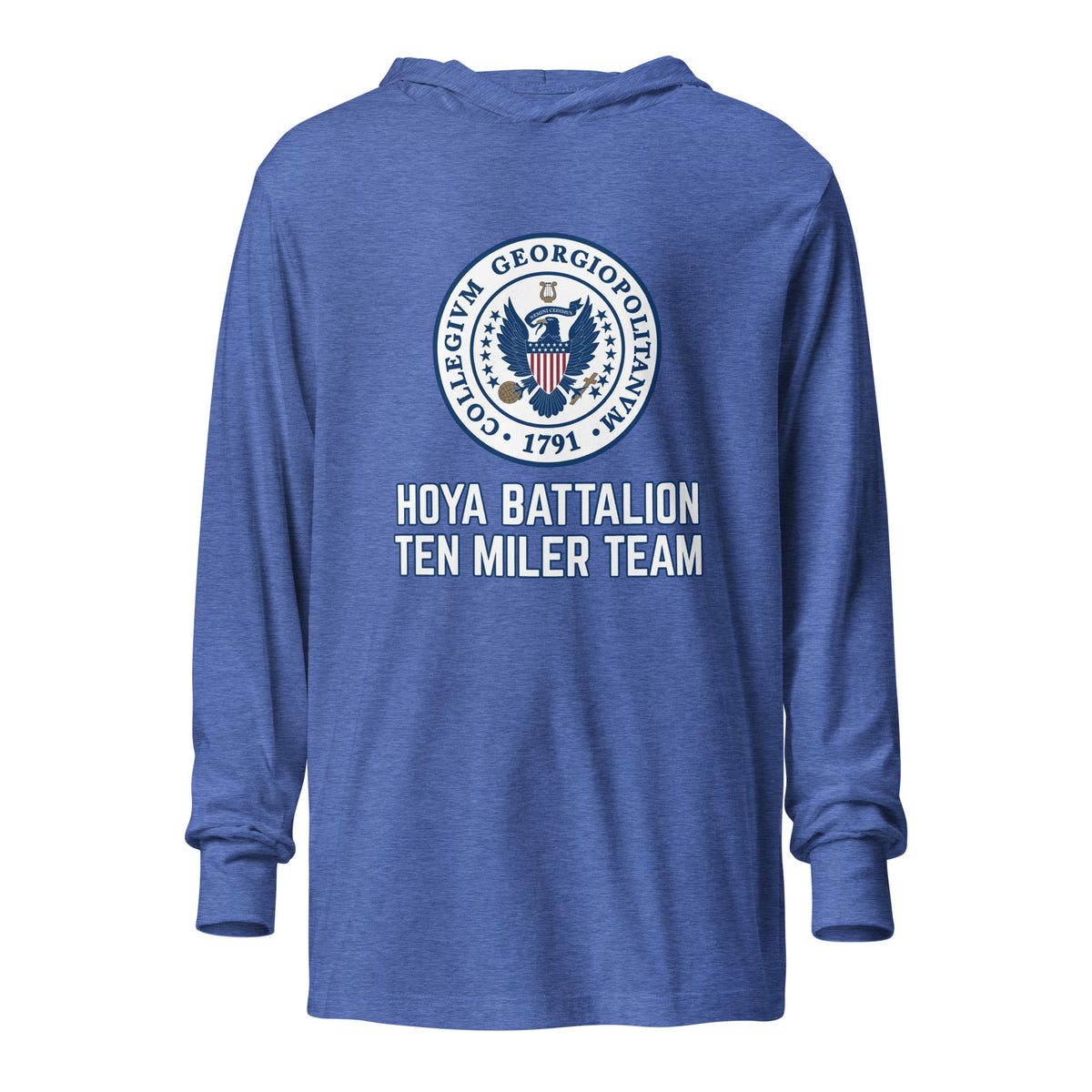 Performance | Hooded Long Sleeve T Shirt | Hoya battalion Ten Miler | Badge Logo