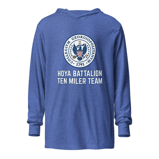 Performance | Hooded Long Sleeve T Shirt | Hoya battalion Ten Miler | Badge Logo