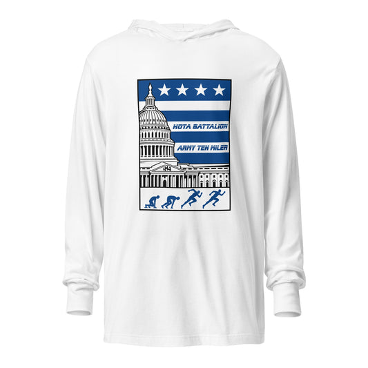 Performance | Hooded Long Sleeve T Shirt | Hoya battalion Ten Miler | Emblem Logo