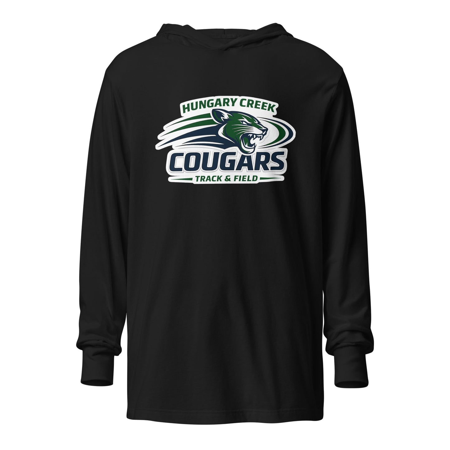Performance | Hooded Long Sleeve T Shirt | Hungary Creek Cougar | Modern Icon Logo