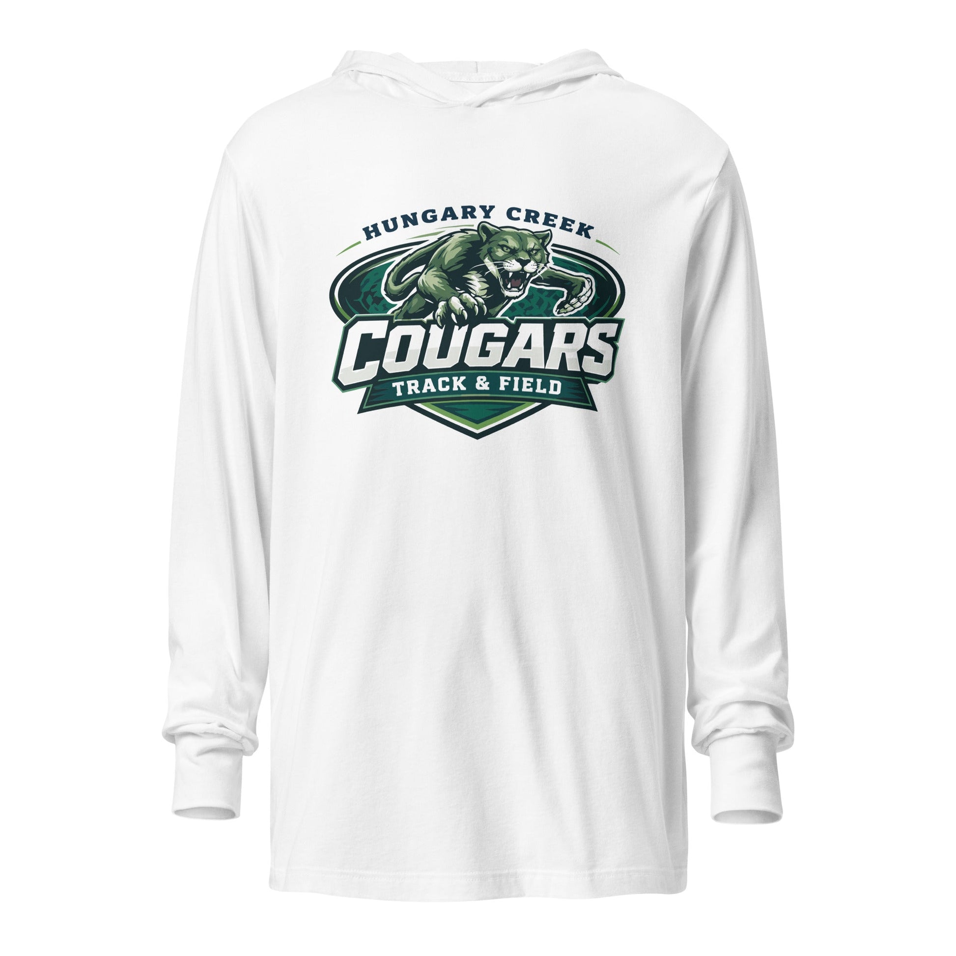 Performance | Hooded Long Sleeve T Shirt | Hungary Creek Cougar | Shield Logo