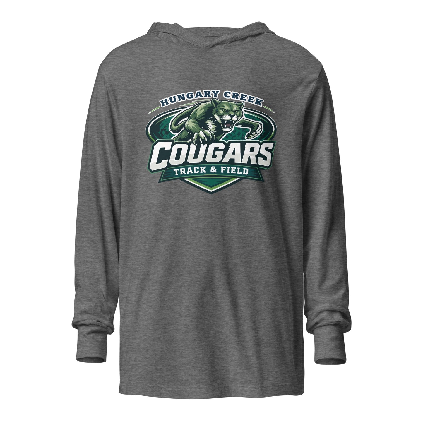 Performance | Hooded Long Sleeve T Shirt | Hungary Creek Cougar | Shield Logo