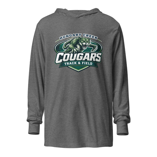 Performance | Hooded Long Sleeve T Shirt | Hungary Creek Cougar | Shield Logo