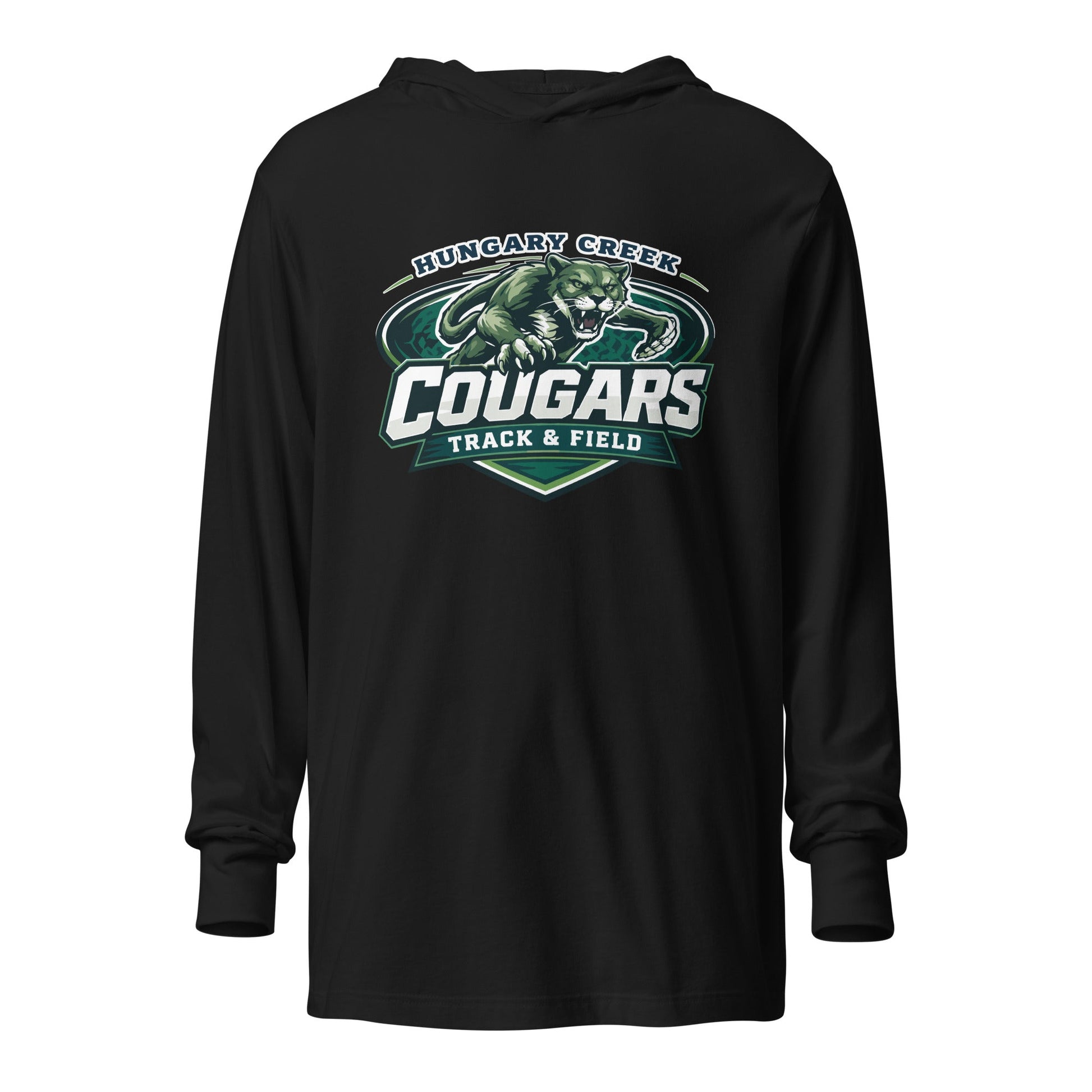 Performance | Hooded Long Sleeve T Shirt | Hungary Creek Cougar | Shield Logo