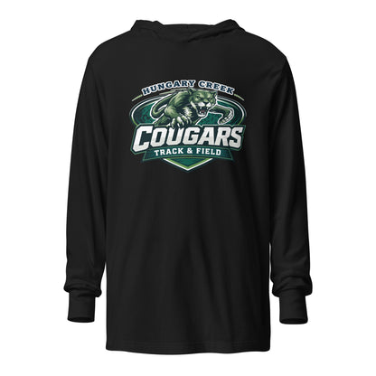 Performance | Hooded Long Sleeve T Shirt | Hungary Creek Cougar | Shield Logo