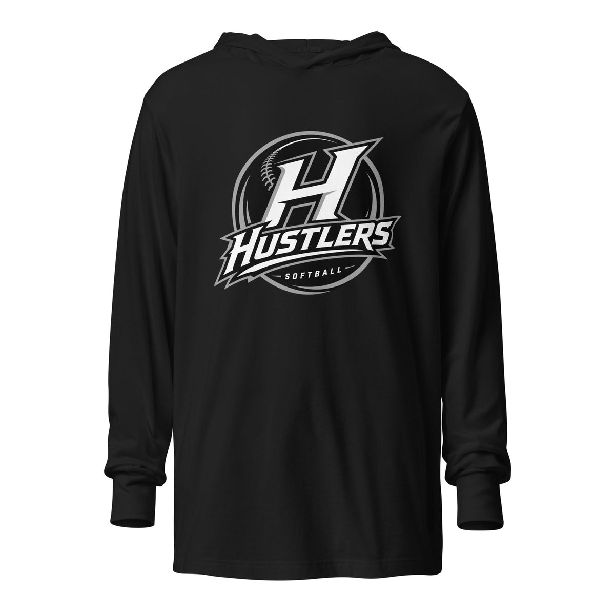 Performance | Hooded Long Sleeve T Shirt | Hustlers Softball | Crest Logo