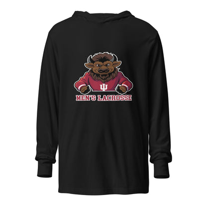 Performance | Hooded Long Sleeve T Shirt | Indiana University Lacrosse | Mascot Logo