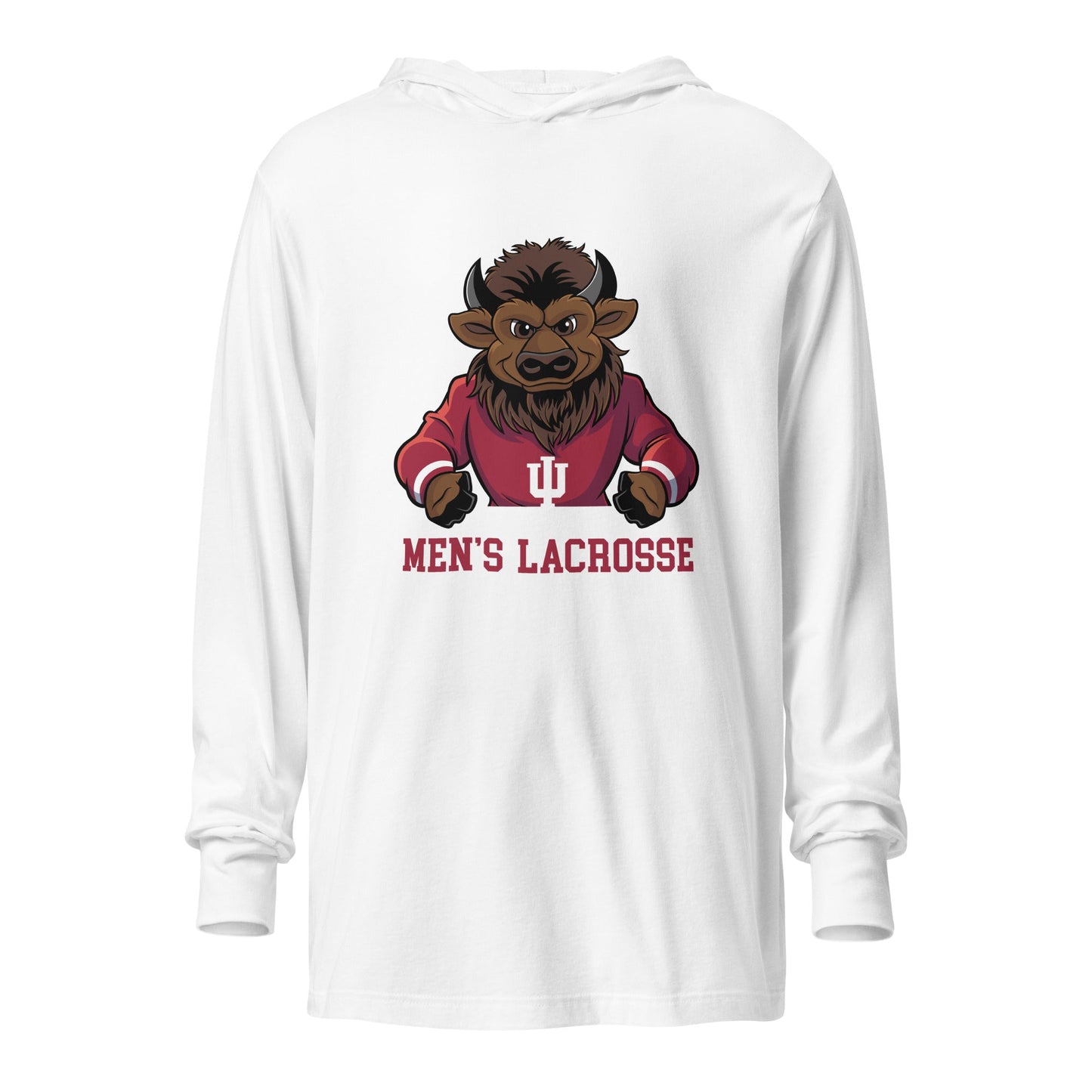Performance | Hooded Long Sleeve T Shirt | Indiana University Lacrosse | Mascot Logo