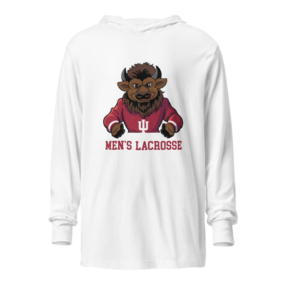 Performance | Hooded Long Sleeve T Shirt | Indiana University Lacrosse | Mascot Logo
