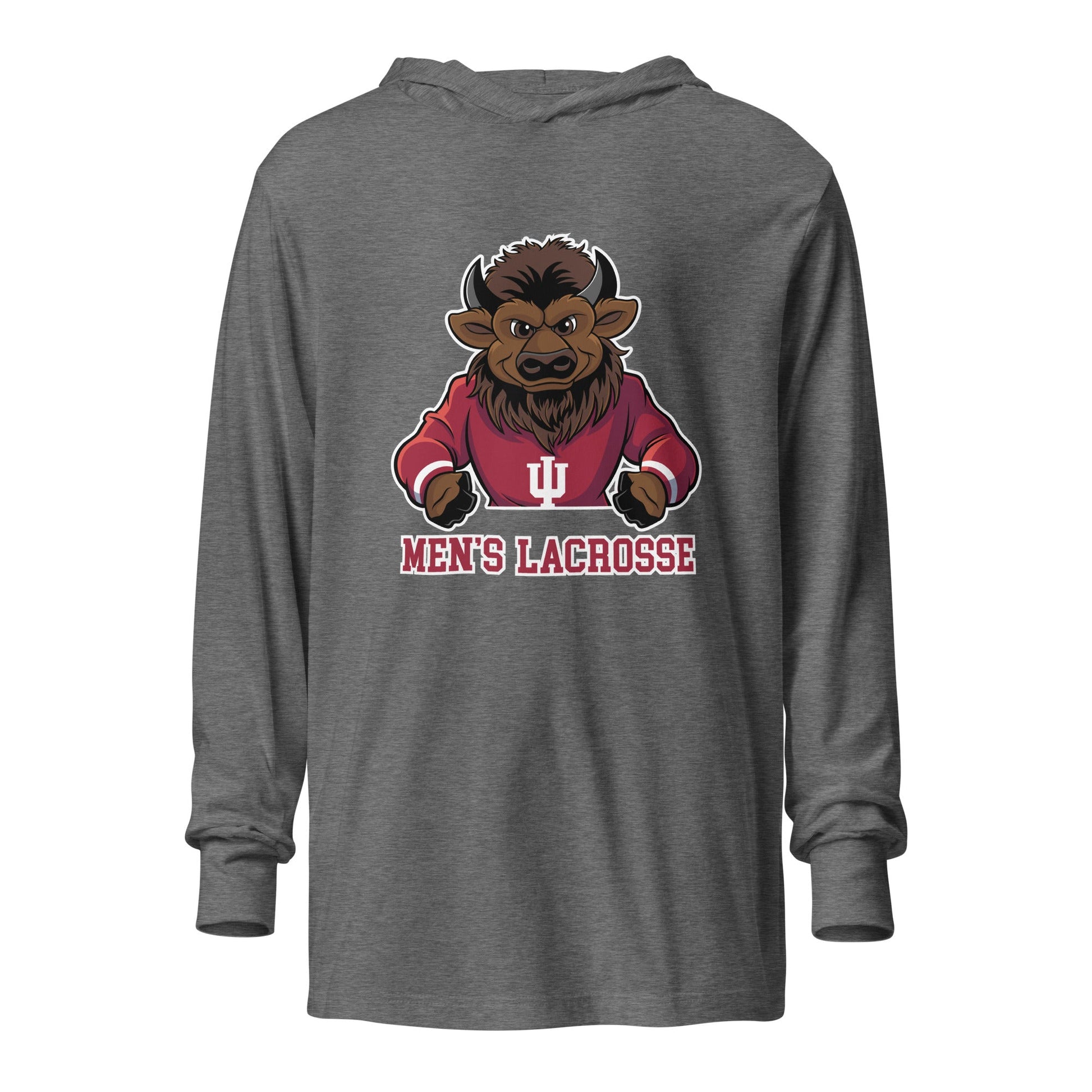Performance | Hooded Long Sleeve T Shirt | Indiana University Lacrosse | Mascot Logo