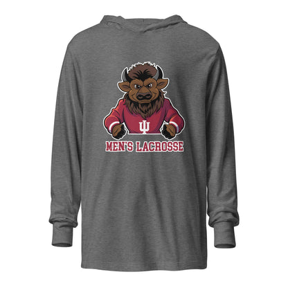Performance | Hooded Long Sleeve T Shirt | Indiana University Lacrosse | Mascot Logo