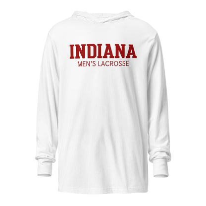 Performance | Hooded Long Sleeve T Shirt | Indiana University Lacrosse | Script Logo