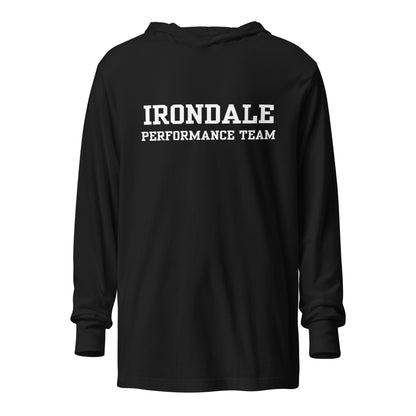 Performance | Hooded Long Sleeve T Shirt | Irondale Dance Team | Script Logo