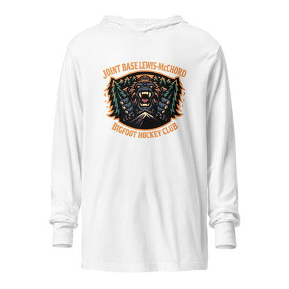 Performance | Hooded Long Sleeve T Shirt | JBLM Bigfoot Hockey Team | Mascot Logo