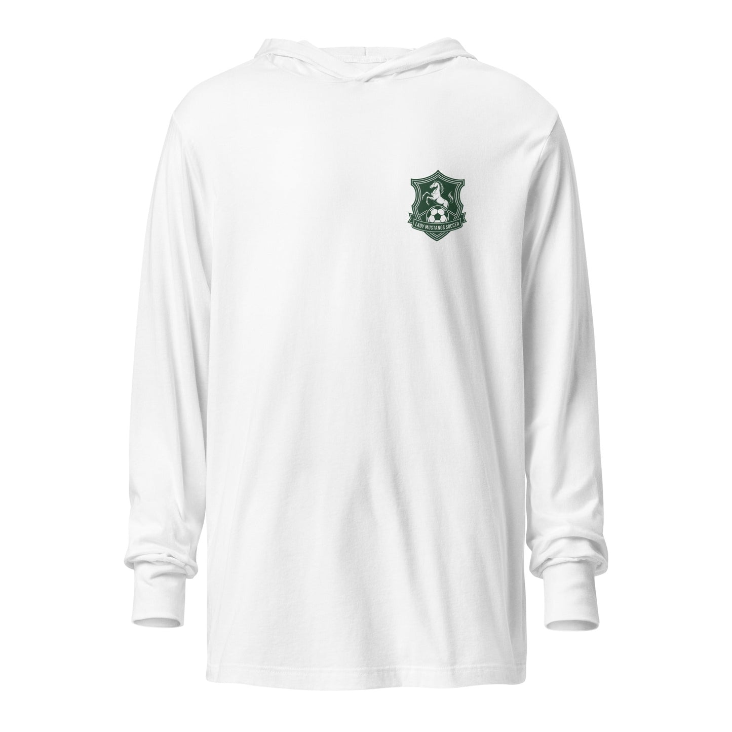 Performance | Hooded Long Sleeve T Shirt | JFK Memorial Lady Mustang Soccer | Pocket Logo