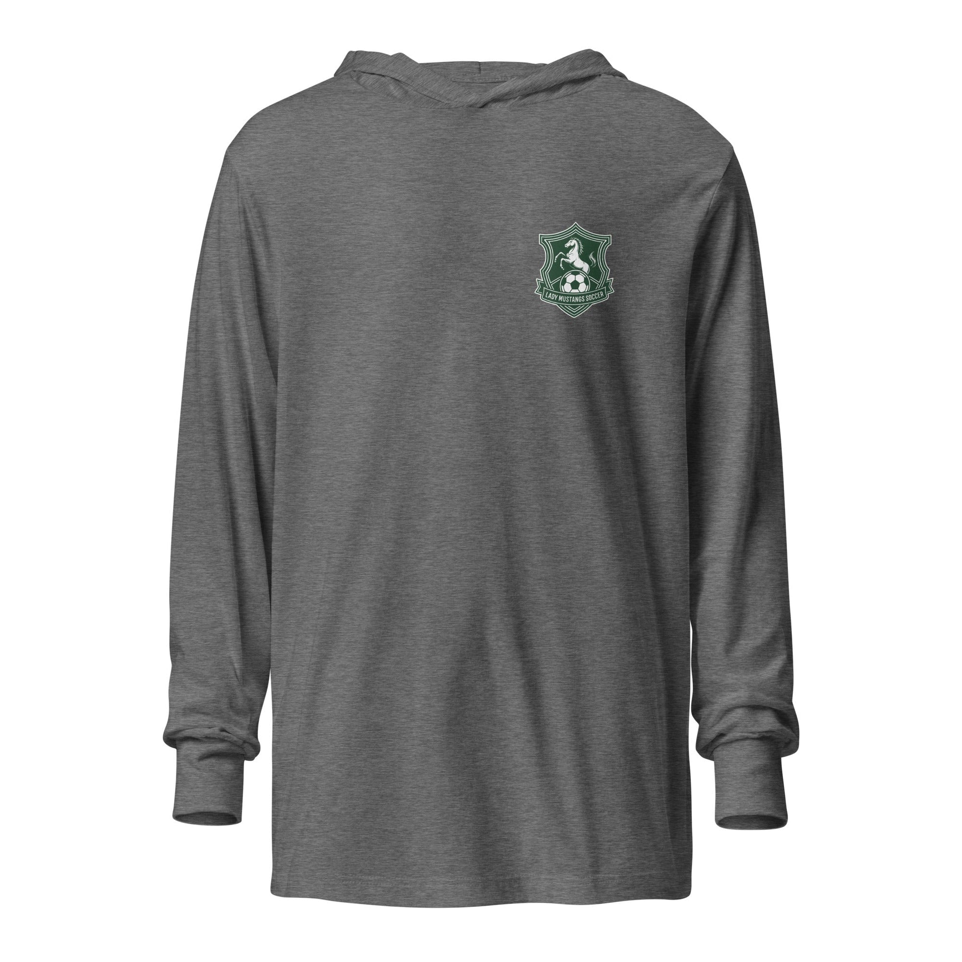 Performance | Hooded Long Sleeve T Shirt | JFK Memorial Lady Mustang Soccer | Pocket Logo