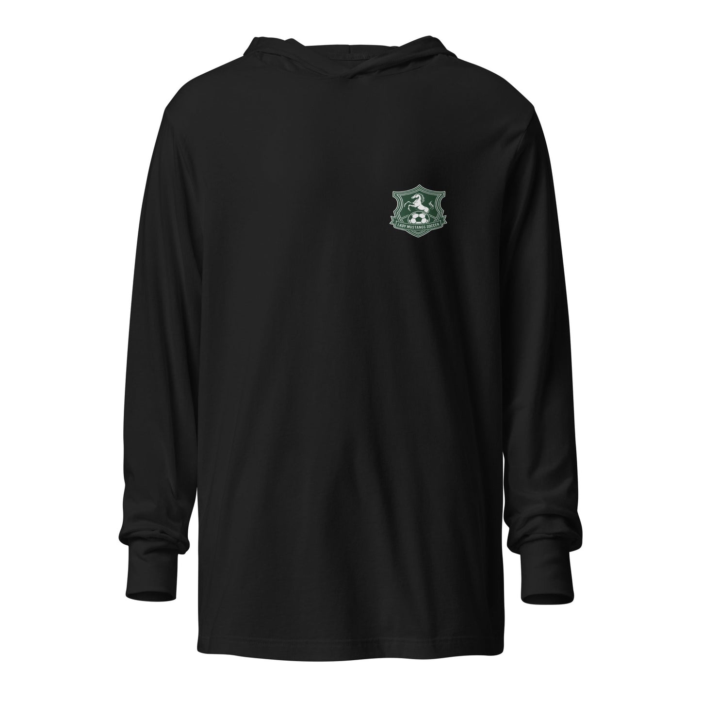 Performance | Hooded Long Sleeve T Shirt | JFK Memorial Lady Mustang Soccer | Pocket Logo