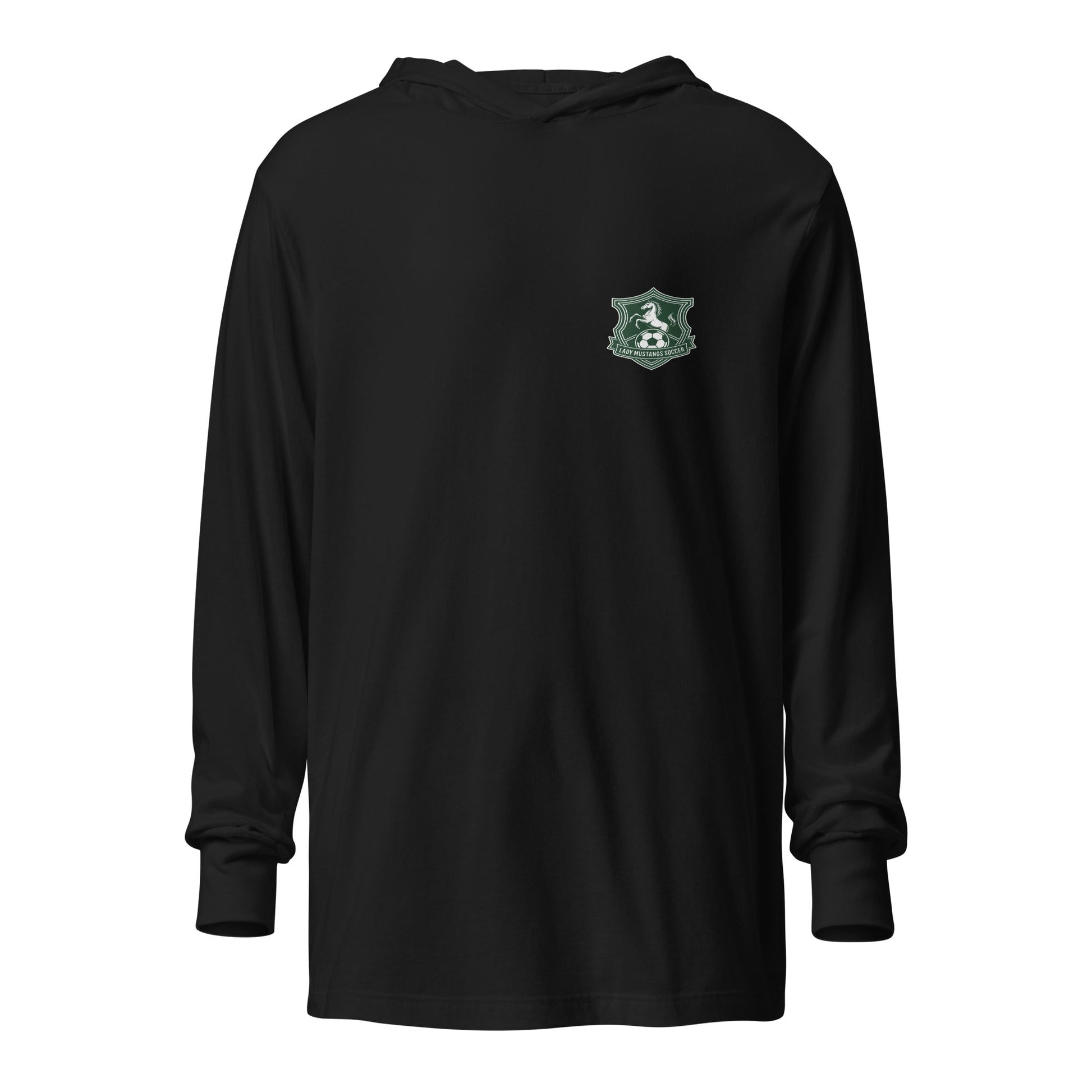 Performance | Hooded Long Sleeve T Shirt | JFK Memorial Lady Mustang Soccer | Pocket Logo