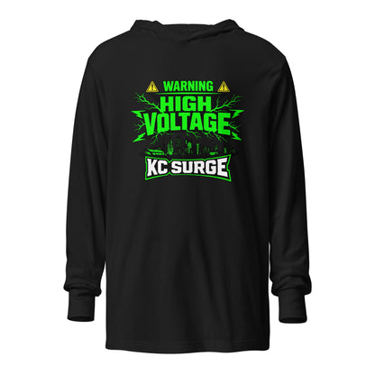 Performance | Hooded Long Sleeve T Shirt | Kansas City Surge | High Voltage Logo