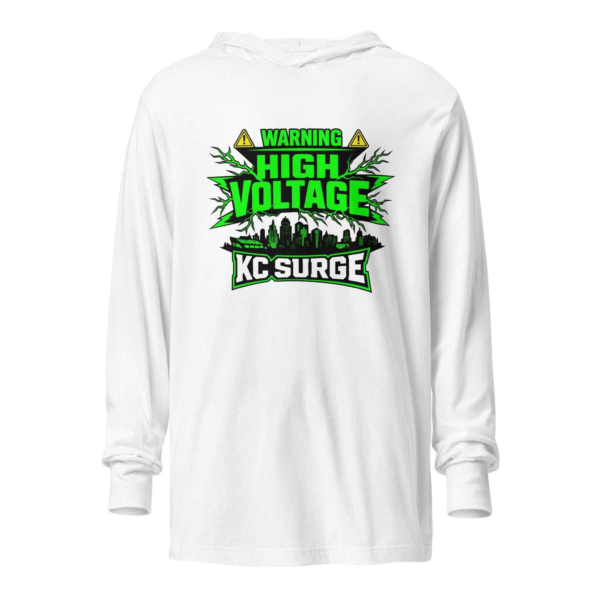 Performance | Hooded Long Sleeve T Shirt | Kansas City Surge | High Voltage Logo