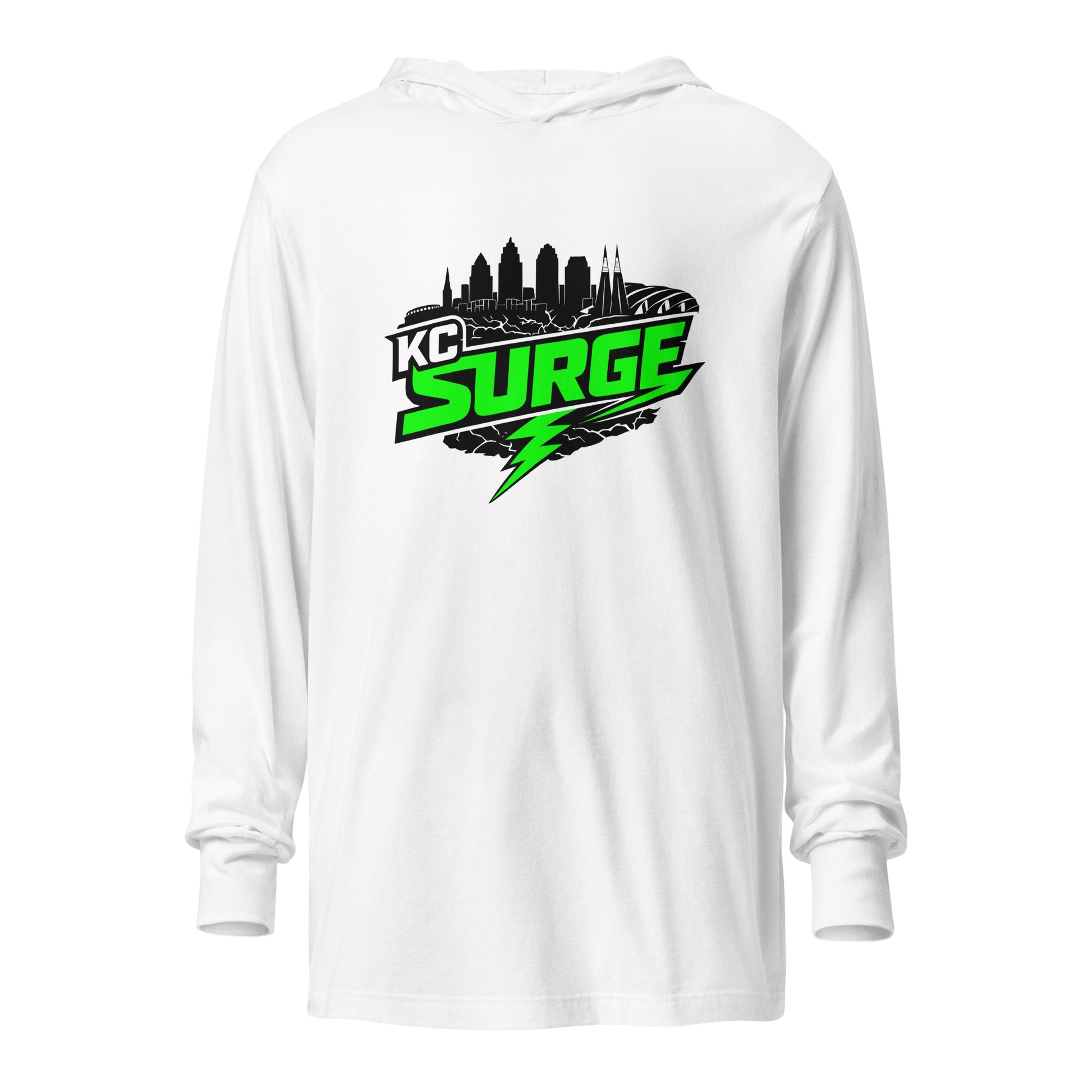 Performance | Hooded Long Sleeve T Shirt | Kansas City Surge | Neon Skyline Logo