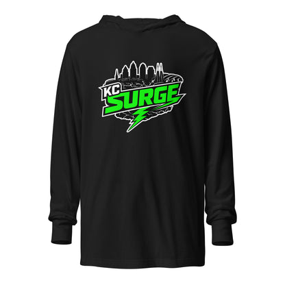 Performance | Hooded Long Sleeve T Shirt | Kansas City Surge | Neon Skyline Logo