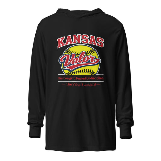 Performance | Hooded Long Sleeve T Shirt | Kansas Valor Fan Gear | The Standard Logo