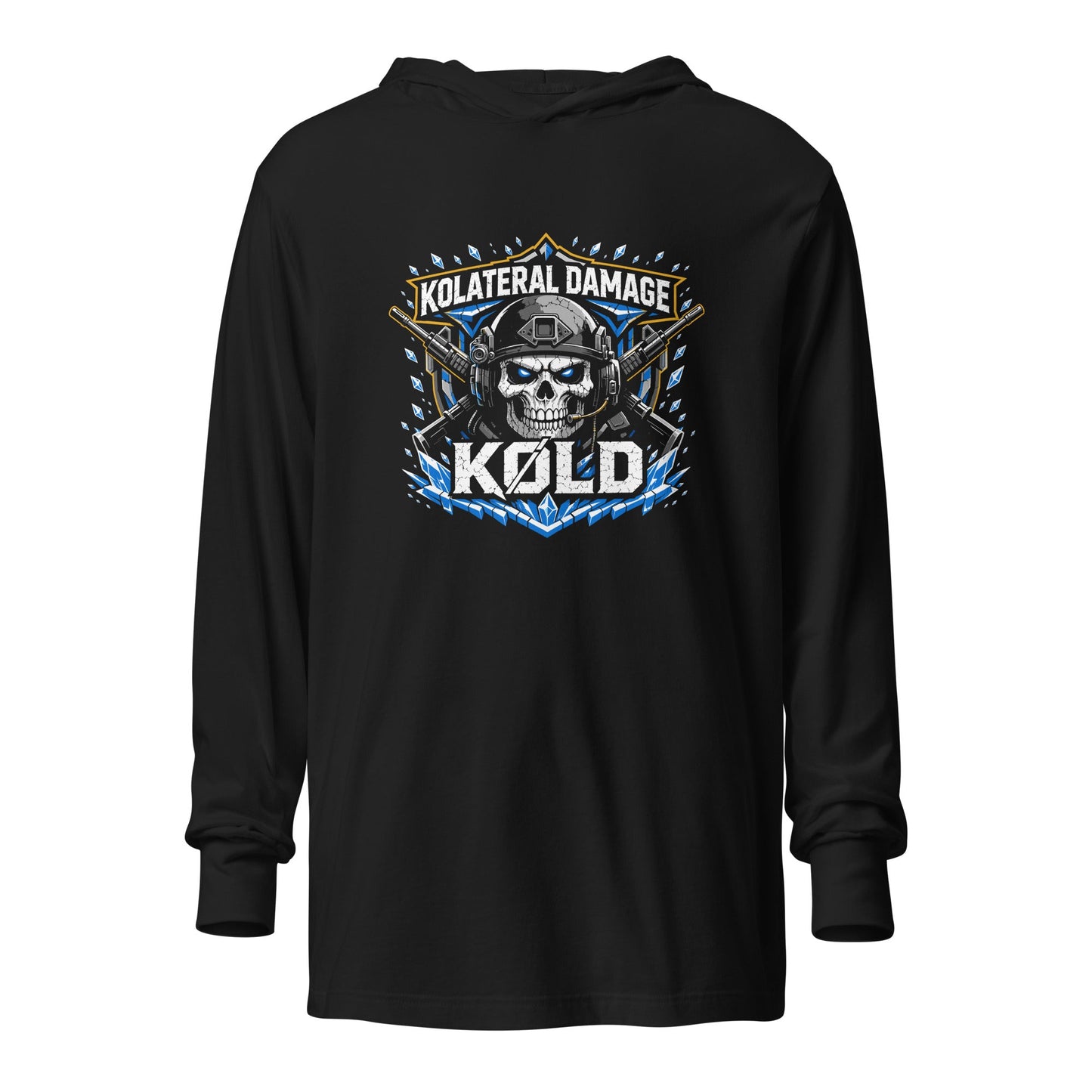 Performance | Hooded Long Sleeve T Shirt | Kolateral Damage E-Sports | Emblem Logo