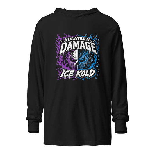 Performance | Hooded Long Sleeve T Shirt | Kolateral Damage E-Sports | Ice Kold Crest Logo