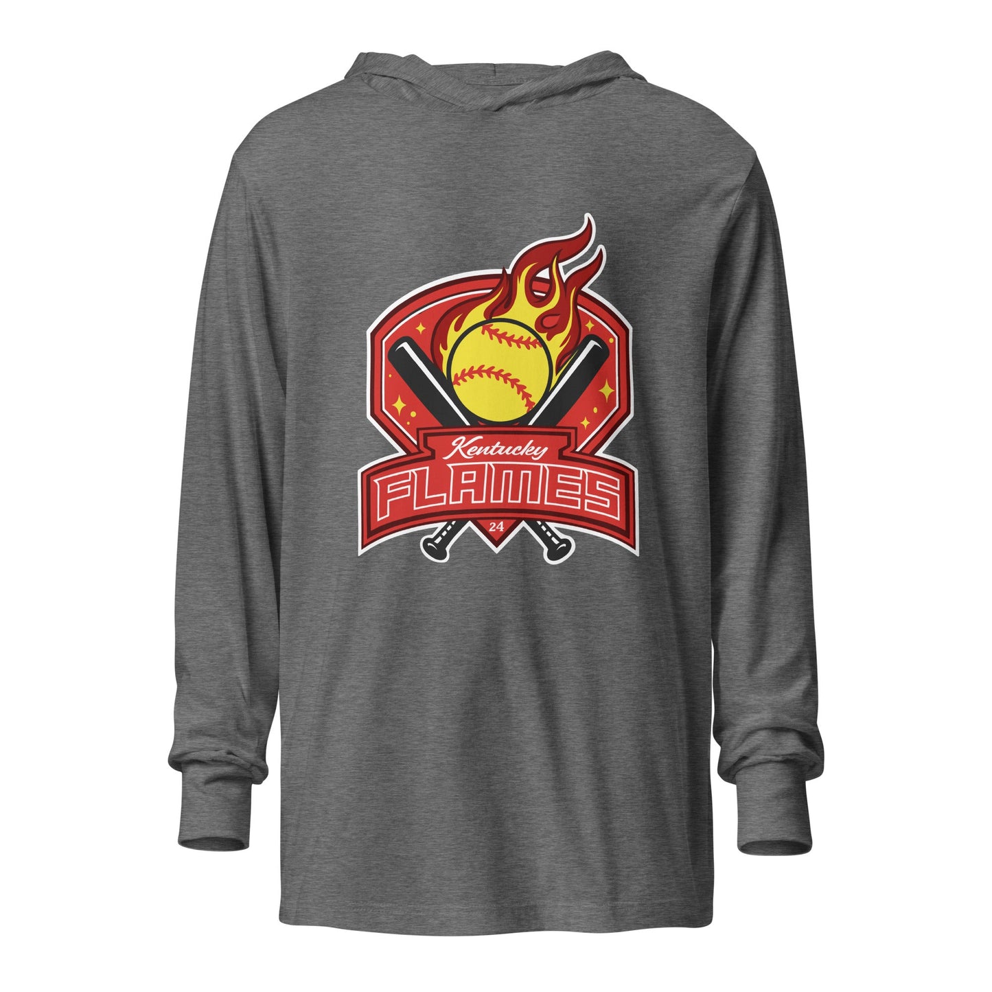 Performance | Hooded Long Sleeve T Shirt | KY Flames | Emblem Logo