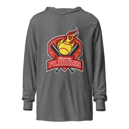 Performance | Hooded Long Sleeve T Shirt | KY Flames | Emblem Logo