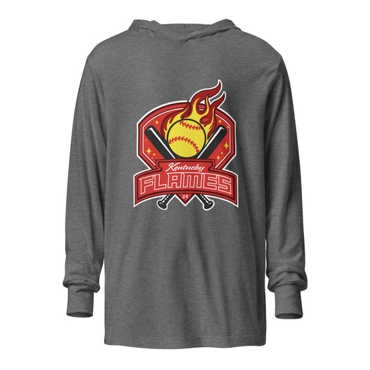 Performance | Hooded Long Sleeve T Shirt | KY Flames | Emblem Logo