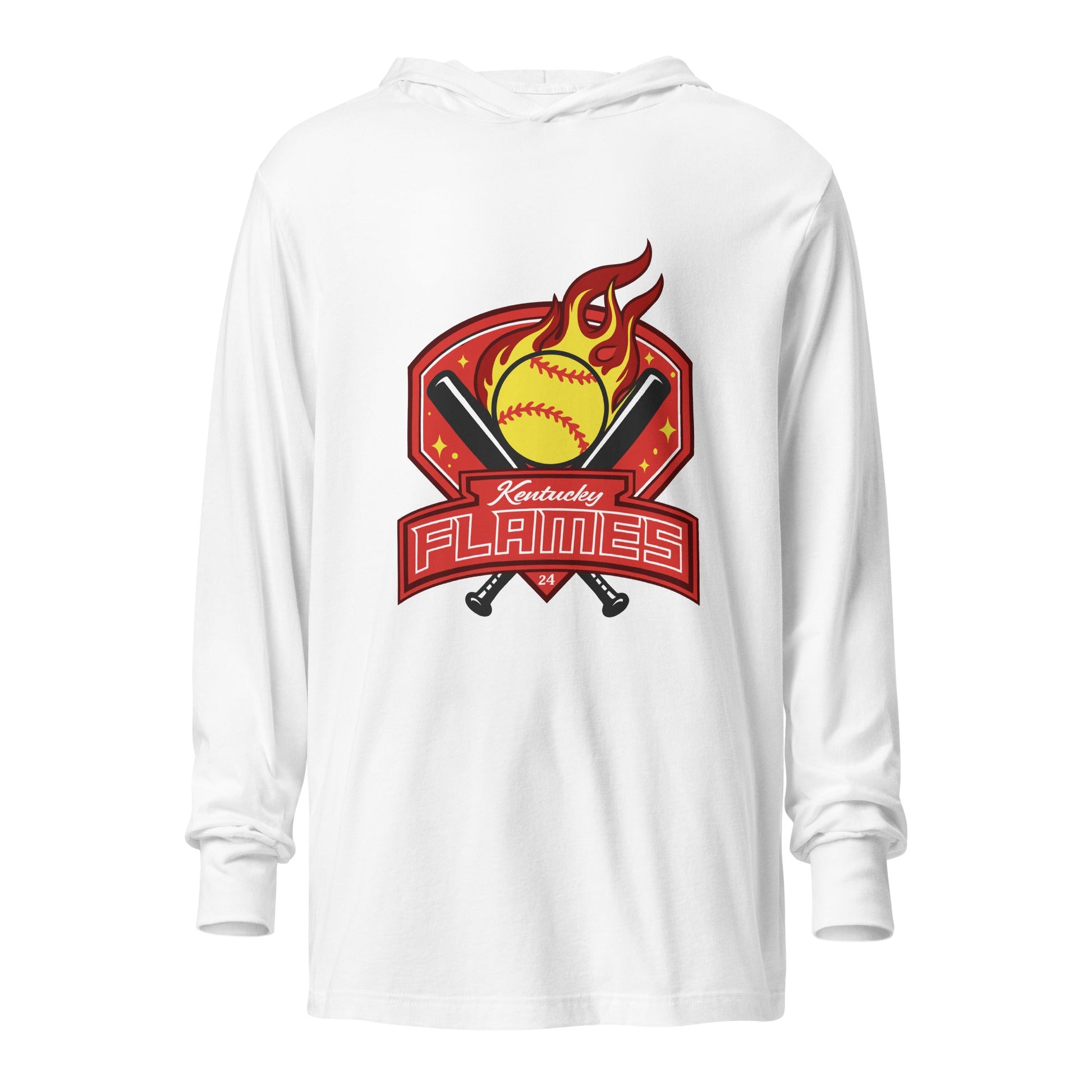 Performance | Hooded Long Sleeve T Shirt | KY Flames | Emblem Logo