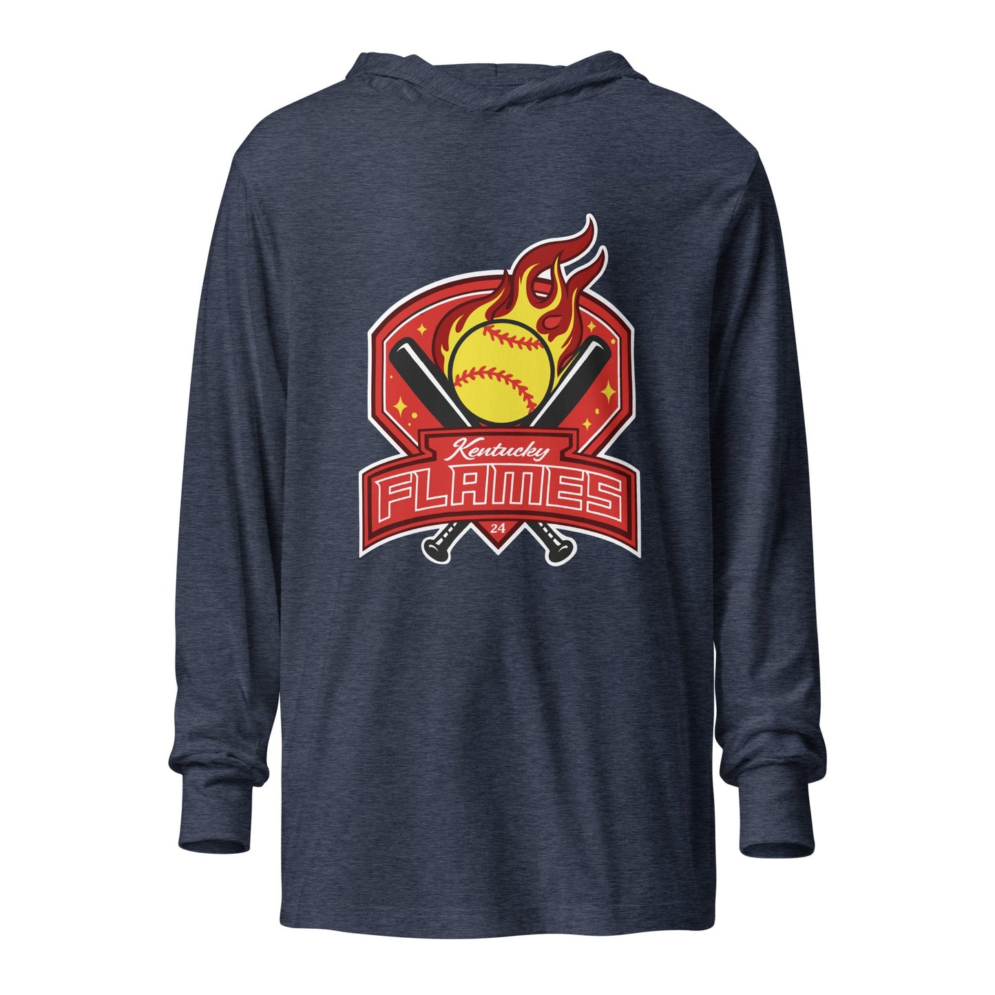 Performance | Hooded Long Sleeve T Shirt | KY Flames | Emblem Logo